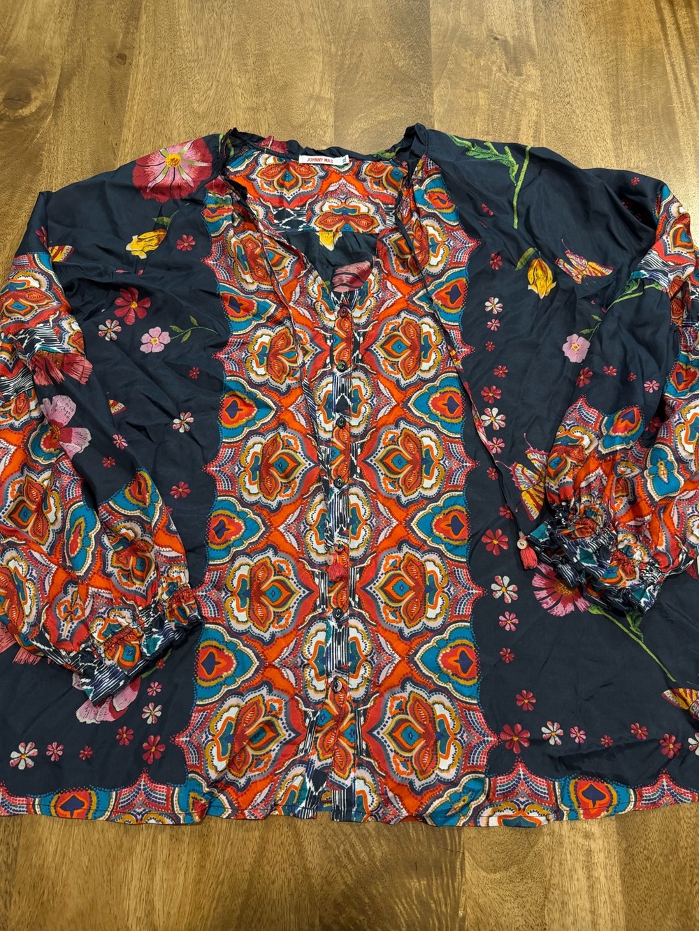 Johnny Was Navy Tunic with Multicolor print
